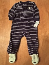 NWT Carter's Baby Boys Fleece Footed Pajamas 1 Pce Sleepwear 9M Blue