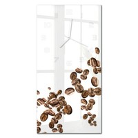 Wanduhr Aus Glas Rechteckig Im Hochformat Kaffeebohnen WeißE Zeiger 30X60 Cm