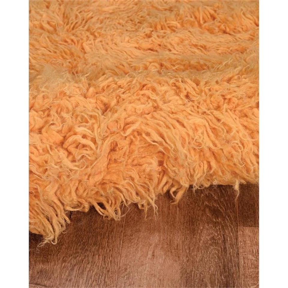 Linon New Flokati Hand Woven Wool 2'x3' Rug in Sherbet Orange - Image 3 of 4