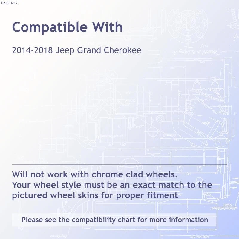 4 черных 17-дюймовых полных колпака ступицы колеса для Jeep Grand Cherokee 2014-2017 годов выпуска - Изображение 3 из 4