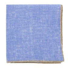 Fiori Di Lusso Blue Solid Linen Pocket Square - 12 3/8" x 12 3/8" 823