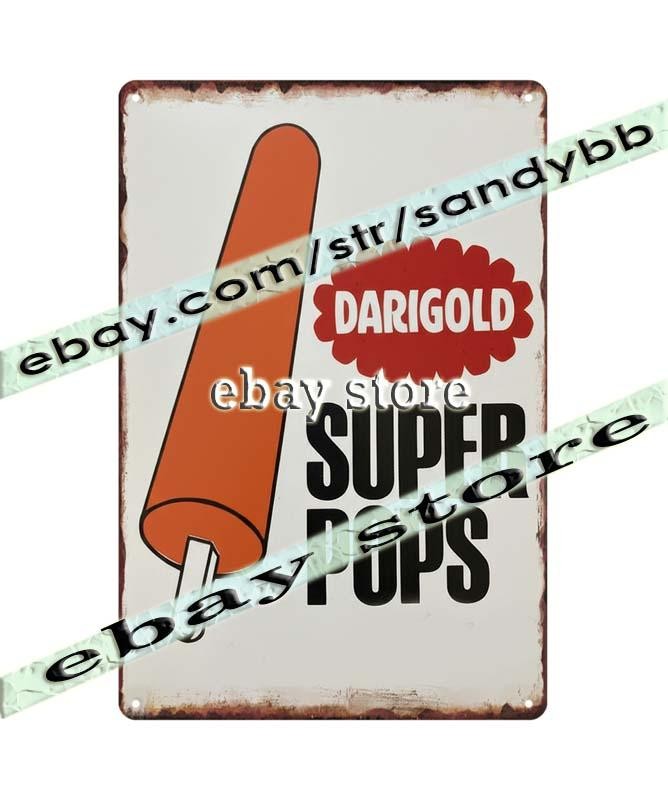 1980s DARIGOLD Ice Cream dairy SUPER POPS Orange Popsicle Bar tin
