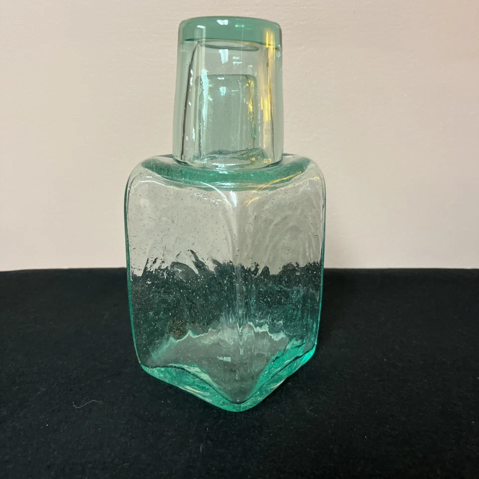 Kalalou Seagram Green Bedside Water Carafe/Decanter and Drinking Glass Set - Image 3 of 3