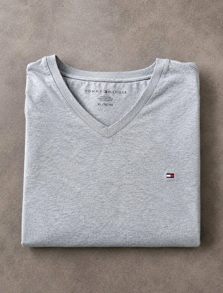 T-shirt Tommy Hilfiger vert clair homme – Taille XL – Col V - Photo 1/4