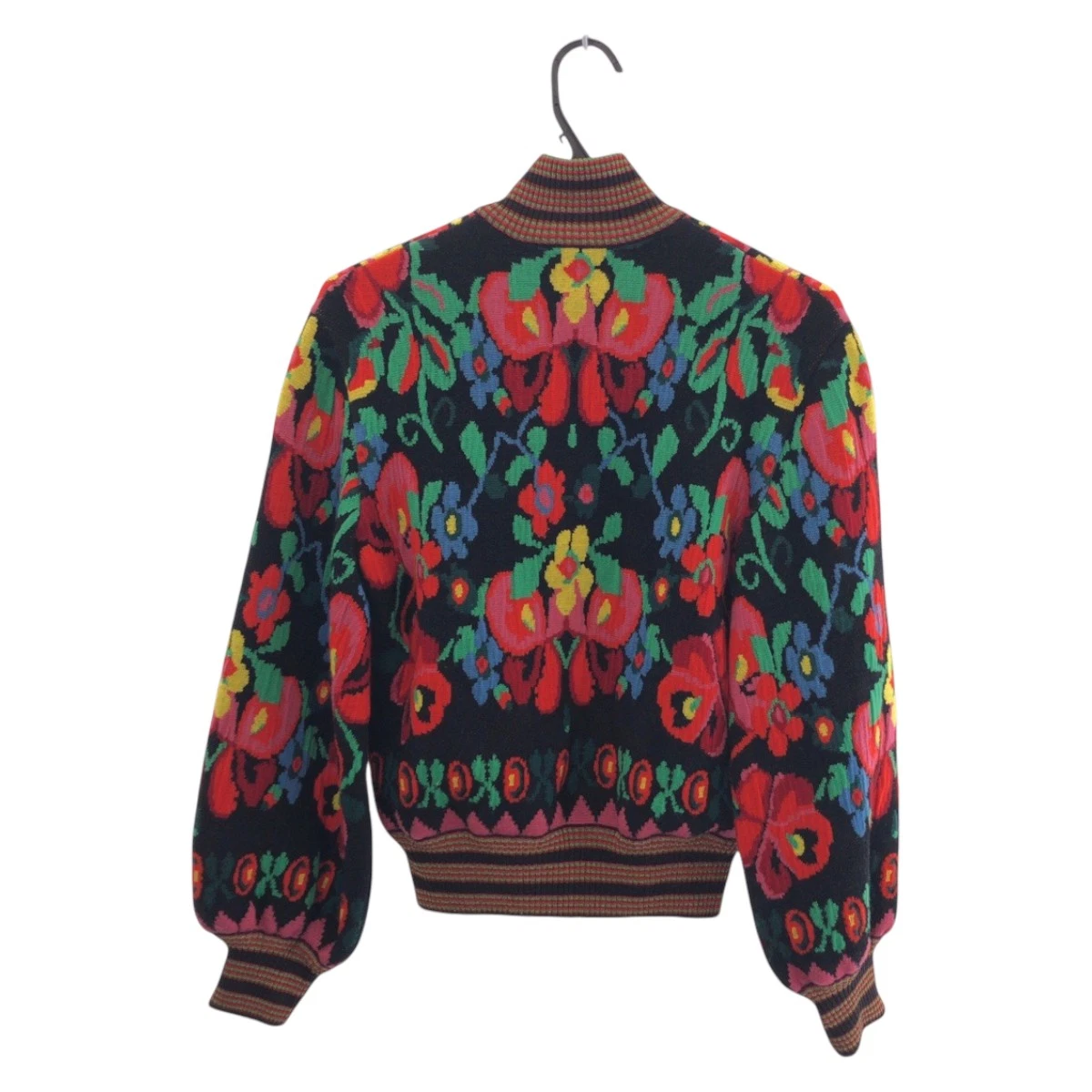 GUCCI Maglione Blusa Floreale 490210 X9F80 Rosso Multicolore Lana Rayon