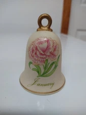 Vintage LEFTON KW785 January BELL pink carnation porcelain collectable Japan