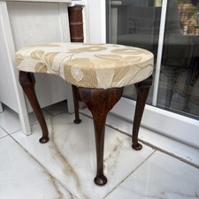 Vintage tall curve STOOL Seat footstool Wooden-H 42 X Top 54 by 35cm