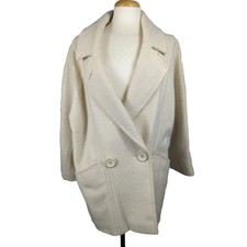 Steilmann Coat Women's Medium 100% Wool White Mid Length  Made West Germany Vtg