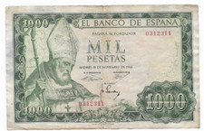 ESPAÑA: 1000 PESETAS PAPA SAN ISIDORO. AÑO 1965. SIN SERIE. BC-. IDEAL Y BARATO.