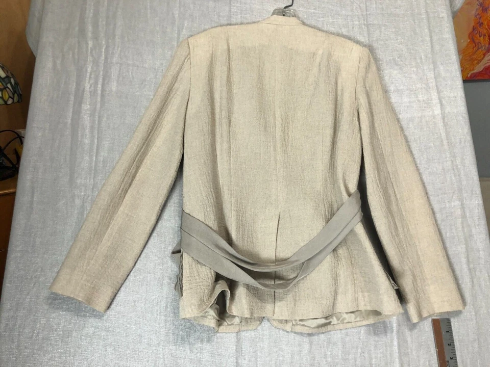 Nanette Leport Falda Traje Mujer Talla 12 Chaqueta Talla 6 Falda Beige Lino Paquetes Foto 3 de 4