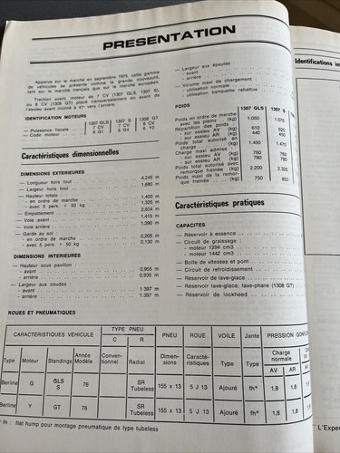 REVUE TECHNIQUE SIMCA 1307 1308 GLS S GT Moteur 6 G 1 6 G 4 6 Y 2 1294 1442 Cc - Imagen 4 de 15