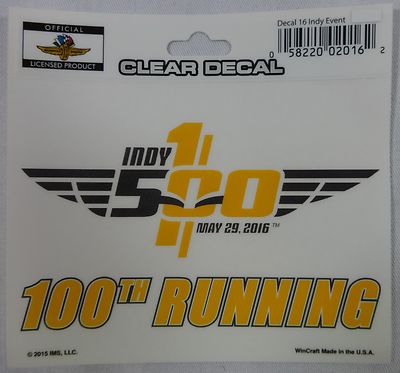 2016 Indianapolis 500 100TH Anniversary Event Collector Decal 