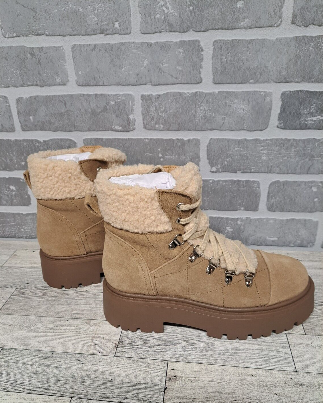 SAOLA Stivali Steve Madden Reyen scamosciati pelliccia sintetica shearling freddo suola a strappo plateau