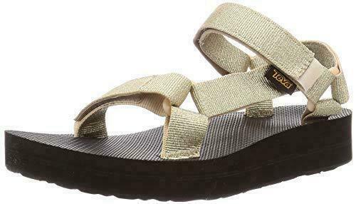 NEW WOMENS TEVA MIDFORM UNIVERSAL METALLIC CHAMPAGNE STRAPPY SANDALS SIZE10