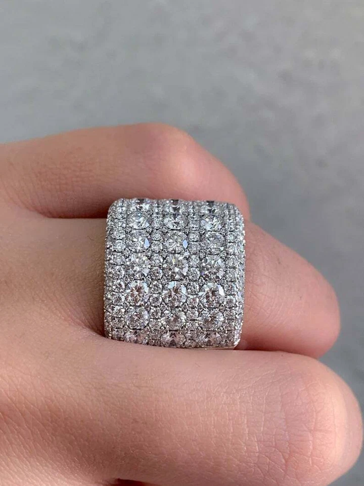 Gorgeous Round Brilliant Cut 16.00CT Cubic Zirconia Women's Engagement Band Ring - Imagem 3 de 4