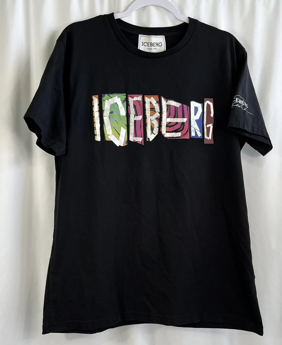 Authentic Iceberg T Shirt Black Spellout XL Ciao Collab Rare