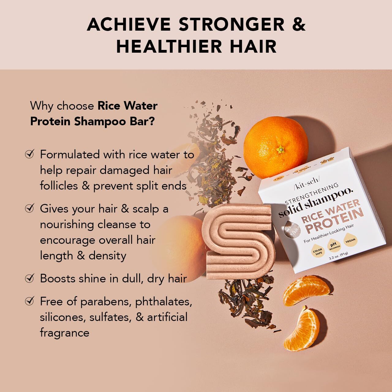 Kitsch Hair Growth Rice Bar Shampoo For Strengthening Helps Dry Hair