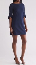 Vince Camuto Womens Blue Tulip Sleeve Crepe Sheath Dress Size 6