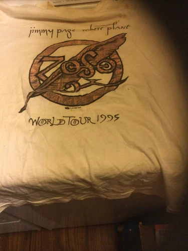 90s JIMMY PAGE ROBERT PLANT WORLD TOUR ZOSO LOGO RO 1990s vintage concert t-shirt, vintage, single stitch, B+ condition