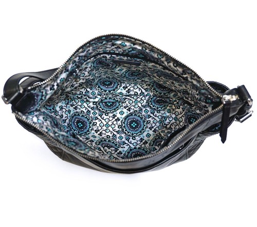 ❤️ vera bradley Gallatin Black Genuine Leather Carryall Shoulder Bag - Picture 3 of 8