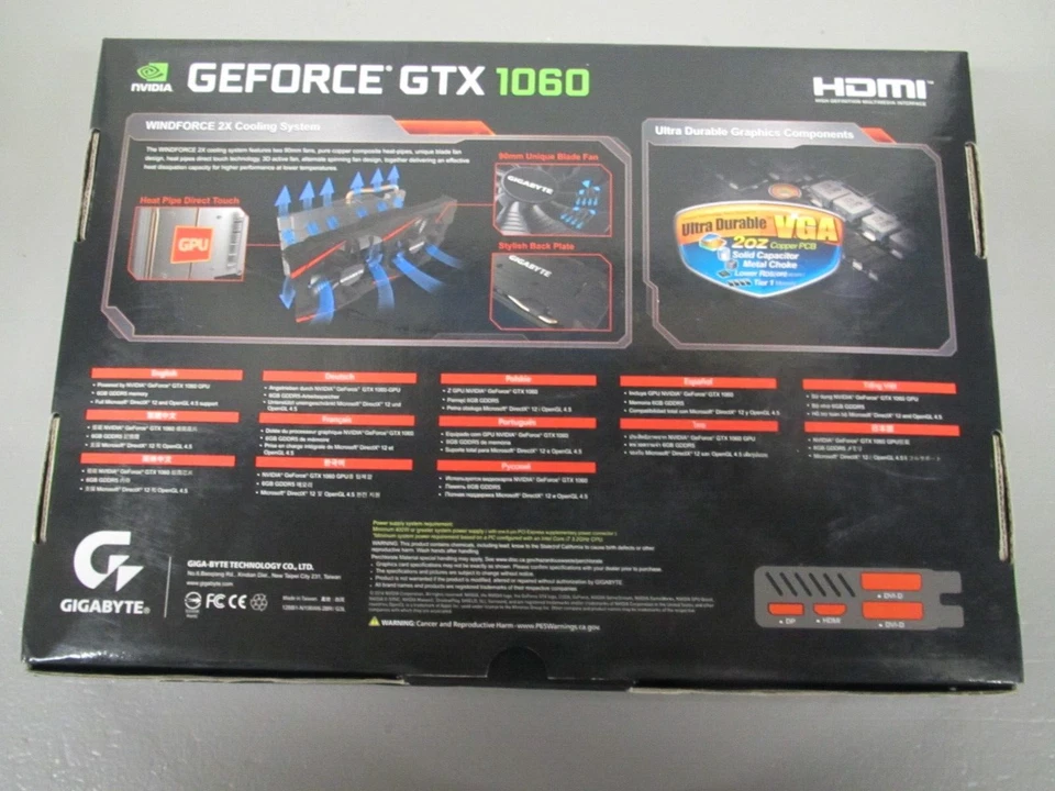 GIGABYTE NVIDIA GEFORCE GTX 1060 WINDFORCE OC 6GB GV-N1060WF2OC-6GD PCIe GDDR5 - Image 2 of 4