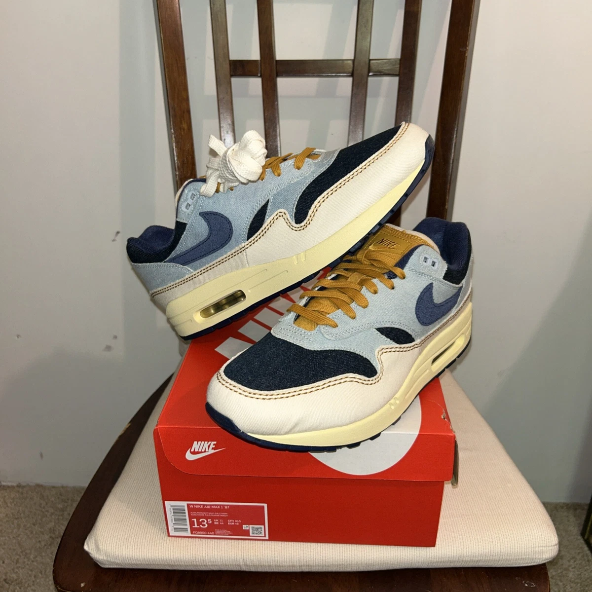 Nike Air Max 1 \'87 Denim Aura Sneakers FQ8900-440 Wmn’s Size 12 Or Men Size 10.5 Nike Women main image 2