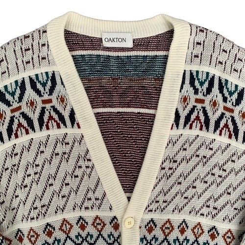 Oakton Knit Cardigan V-Neck Grandpa Sweater Mens Size L Preppy Made in CANADA - Bild 2 von 10