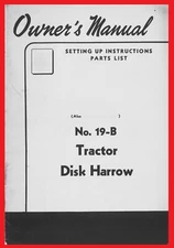 IH International Farmall 19-B Disk Harrow Owner's Manual with Parts List 19B