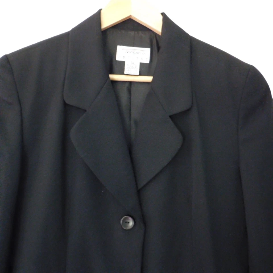 De colección Talbots Pantalones Negros Traje Lana Tiro Alto Plisado Pantalones Petite 10P Mod 4P Foto 3 de 4