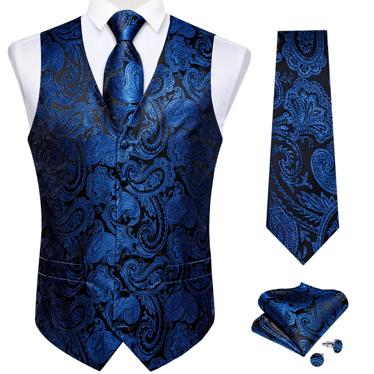 Blue paisley waistcoat sale