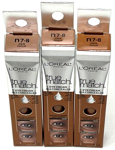 (3) Loreal True Match Eye Cream In A Concealer New In Packaging N7-8 - Dark - Picture 2 of 3