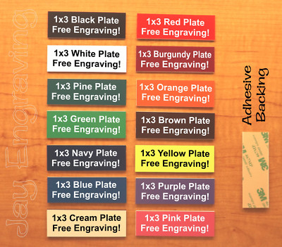 Any Color Custom Engraved 1x3 Plate w/ Adhesive ~ Sign Plaque Nameplate Label