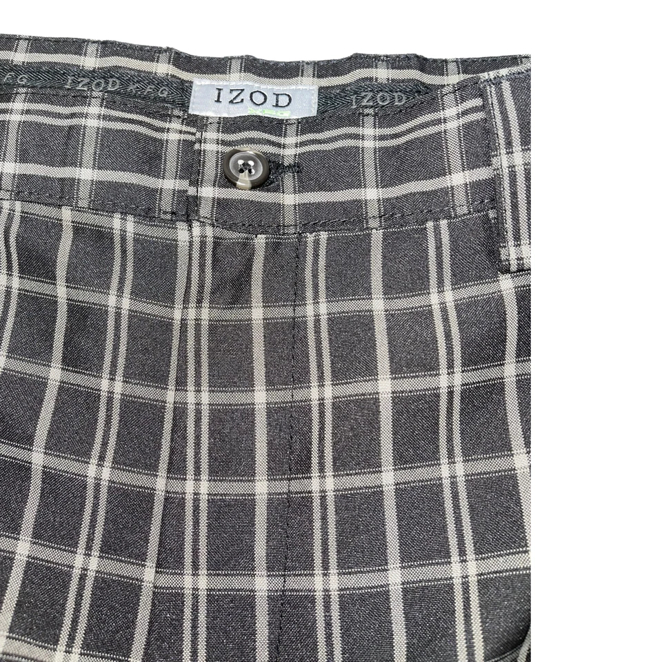 Pantalones Cortos Izod Cuadros Negro Gris Plata Frente Plano Talla  Foto 2 de 4