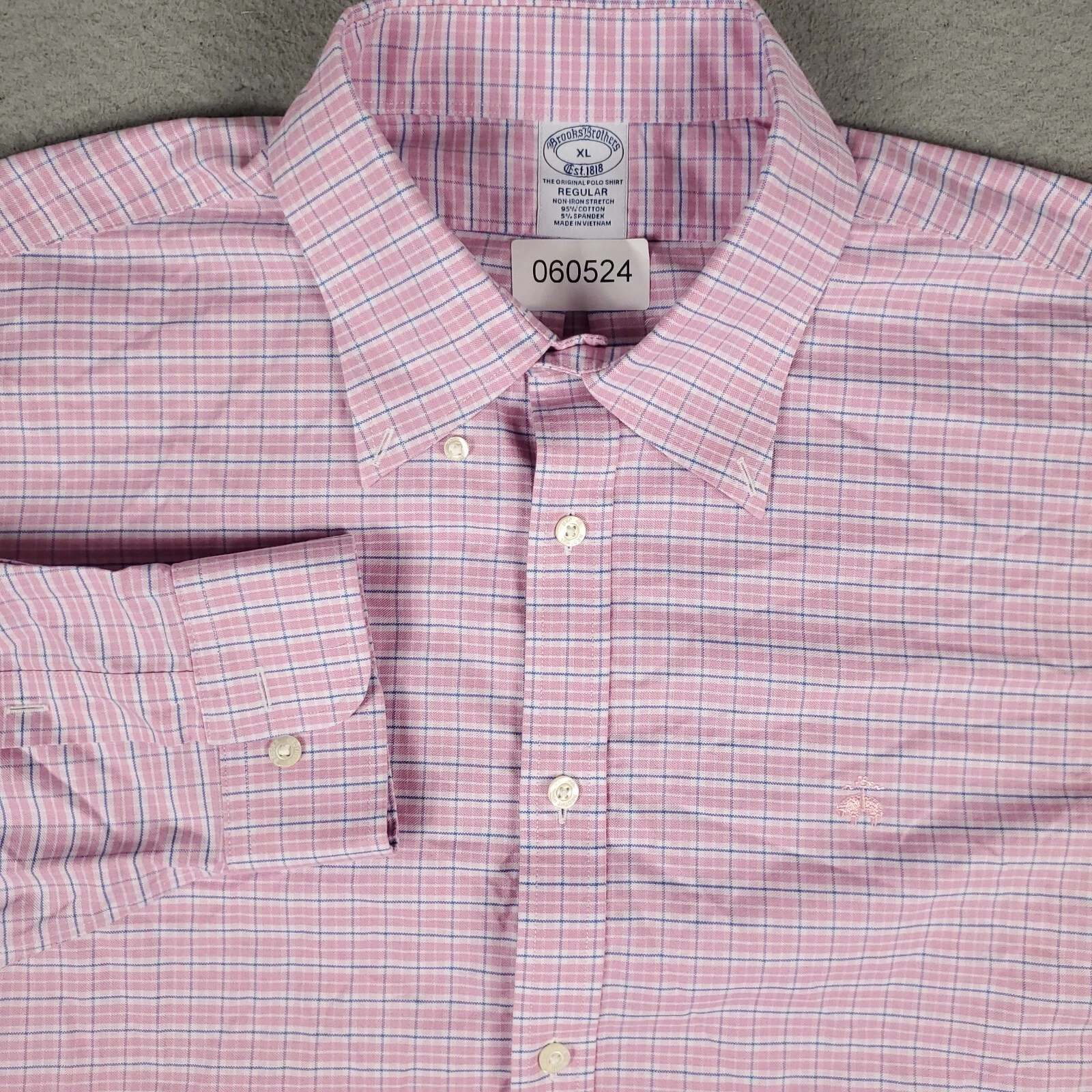 Brooks Brothers Shirt Mens Size XL Pink Plaid Casual Button Up Long Sleeve