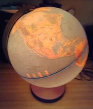 Vintage World Globe Lamp Replogle World Horizon Series 12” Diameter Wood Base