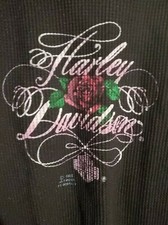 1980s Vtg Harley Biker Black Shirt Small 3D Emblem Rose Thermal Rare long sleeve