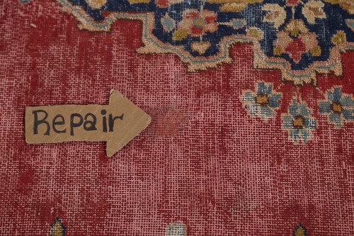 Antique Floral Red Wool Kirman Traditional Area Rug 4'x5' Wool Handmade Carpet - Picture 10 of 12