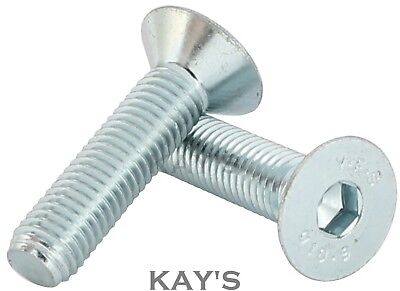 Bag Of 10. M8 X 25 SKT CSK BZP plated Countersunk Screws Plus Nylock Nuts