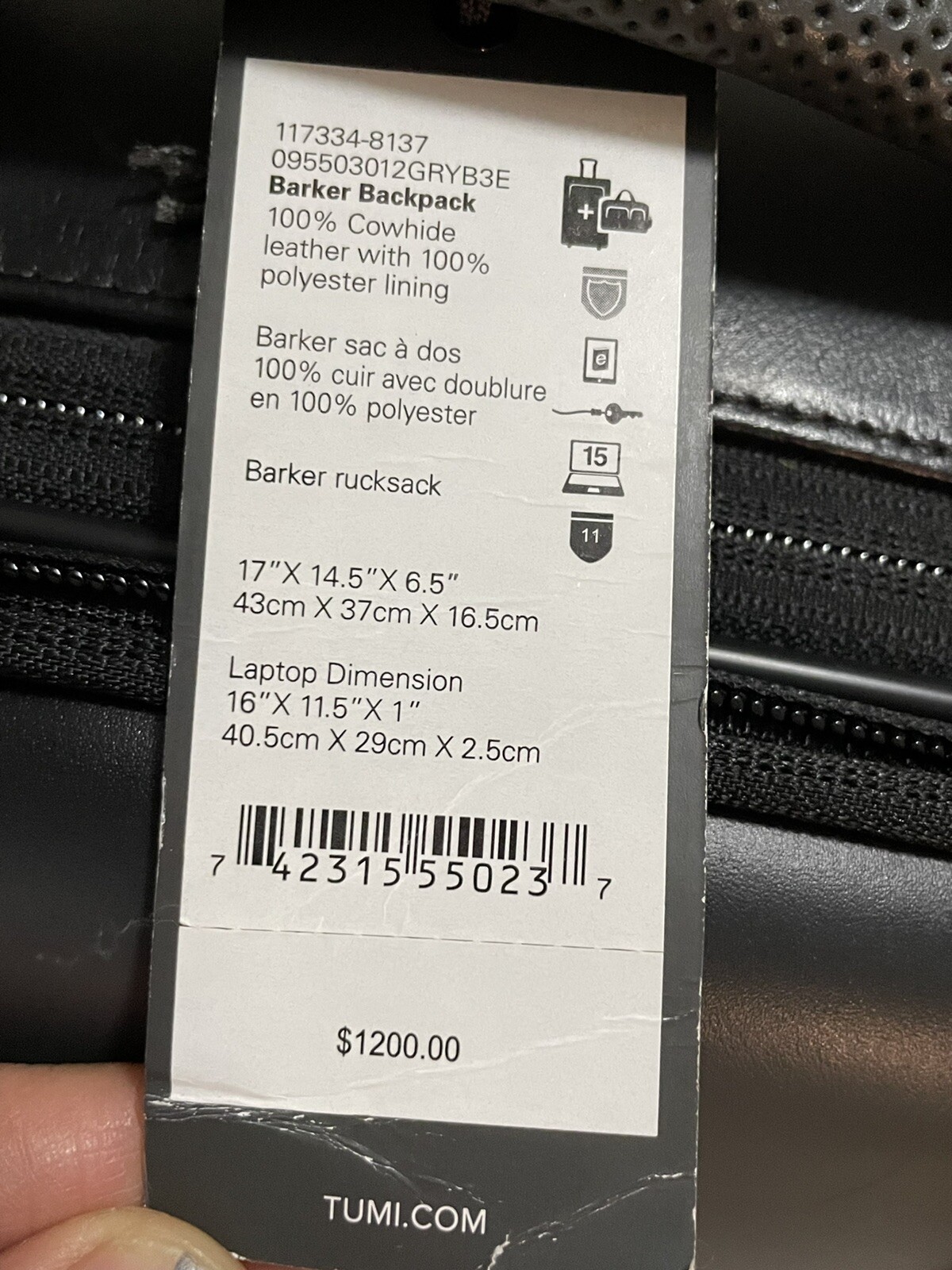 tumi arrive barker backpack