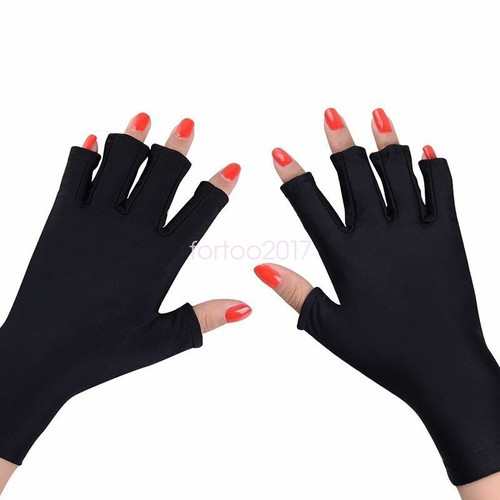 2 Pairs Anti UV Gloves UV Shield Glove Fingerless Manicure Nail Art Tools LED UV - Picture 13 of 20