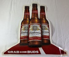 large unused 2013 BUDWEISER WINDOW STICKER ~ die-cut 24x24 ~ Grab Some Buds