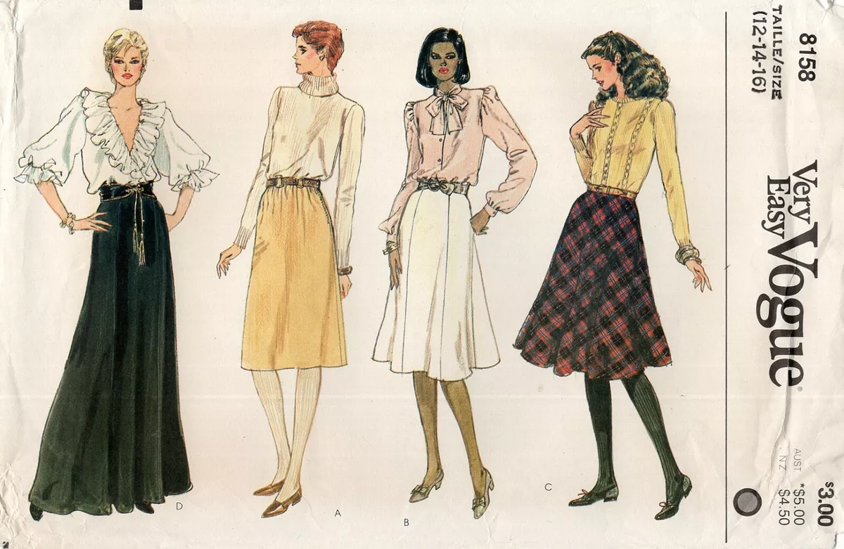 Vogue 8158 Dirndl or Bias Cut Skirt, Knee or Ankle Length Sz 12-16 UNCUT  Pattern | eBay