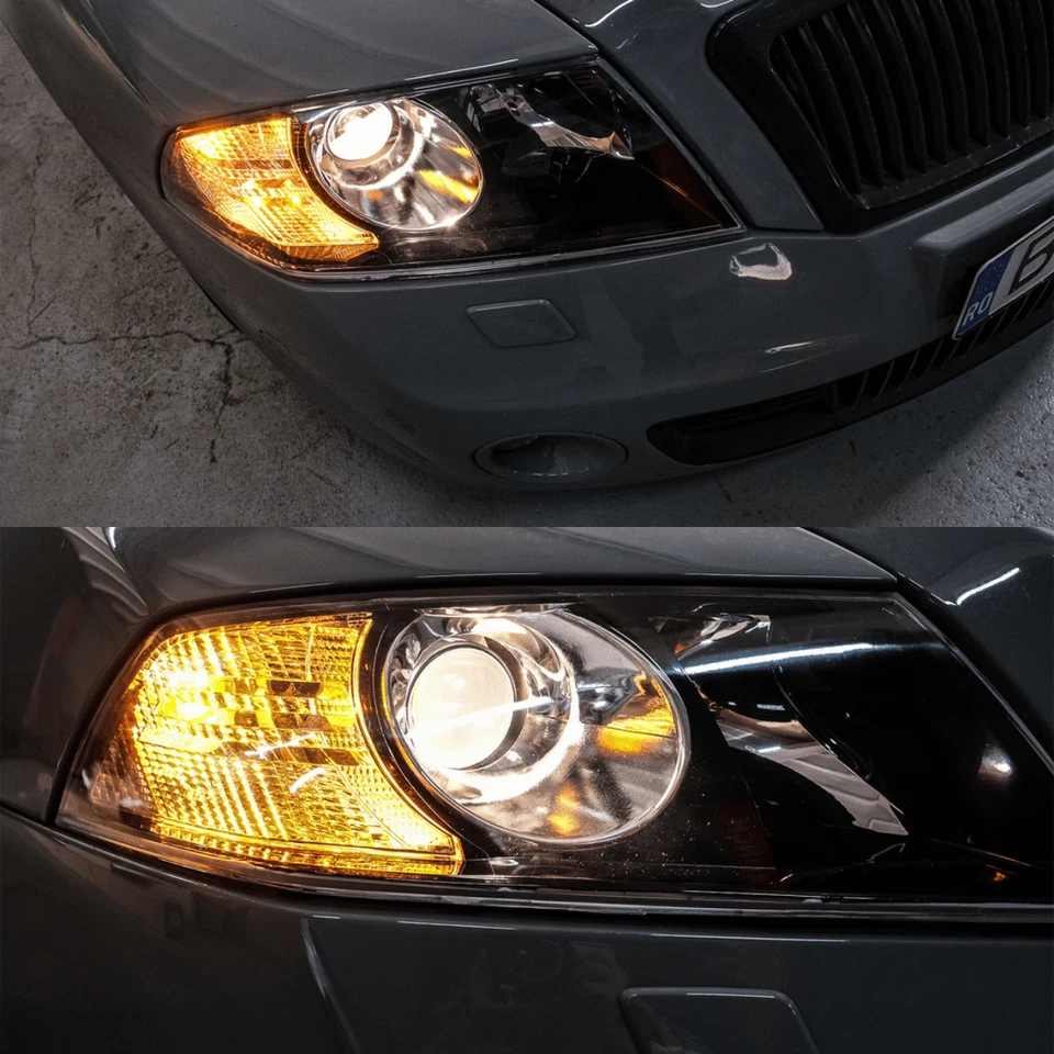 Halogen Projektor Scheinwerfer Set Schwarz für Skoda Octavia 2 1Z 2004–2008 - Bild 3 von 4