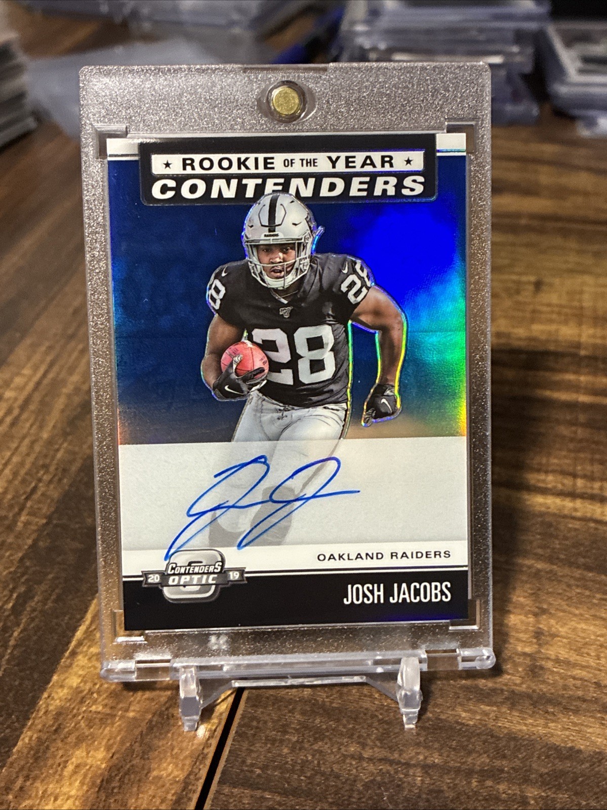 Josh Jacobs Panini Contenders Optic #124 Autograph Blue