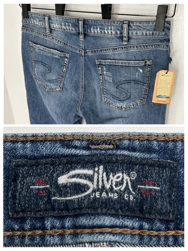 Silver Jeans NWT Avery Slim Crop Denim Pants Womens Size 34x25 Button Fly $79 - Picture 13 of 16