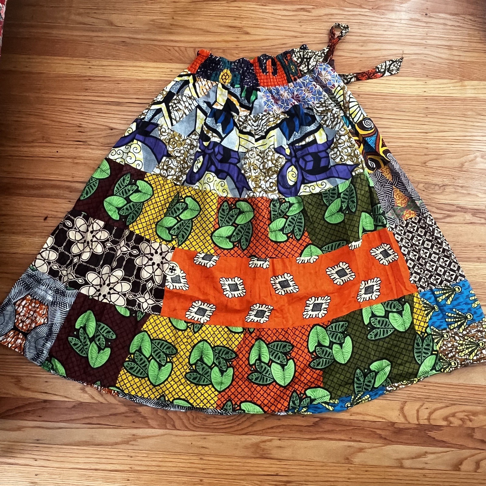 Vibrant Multicolor Patchwork Print Maxi Skirt Ful… - image 2