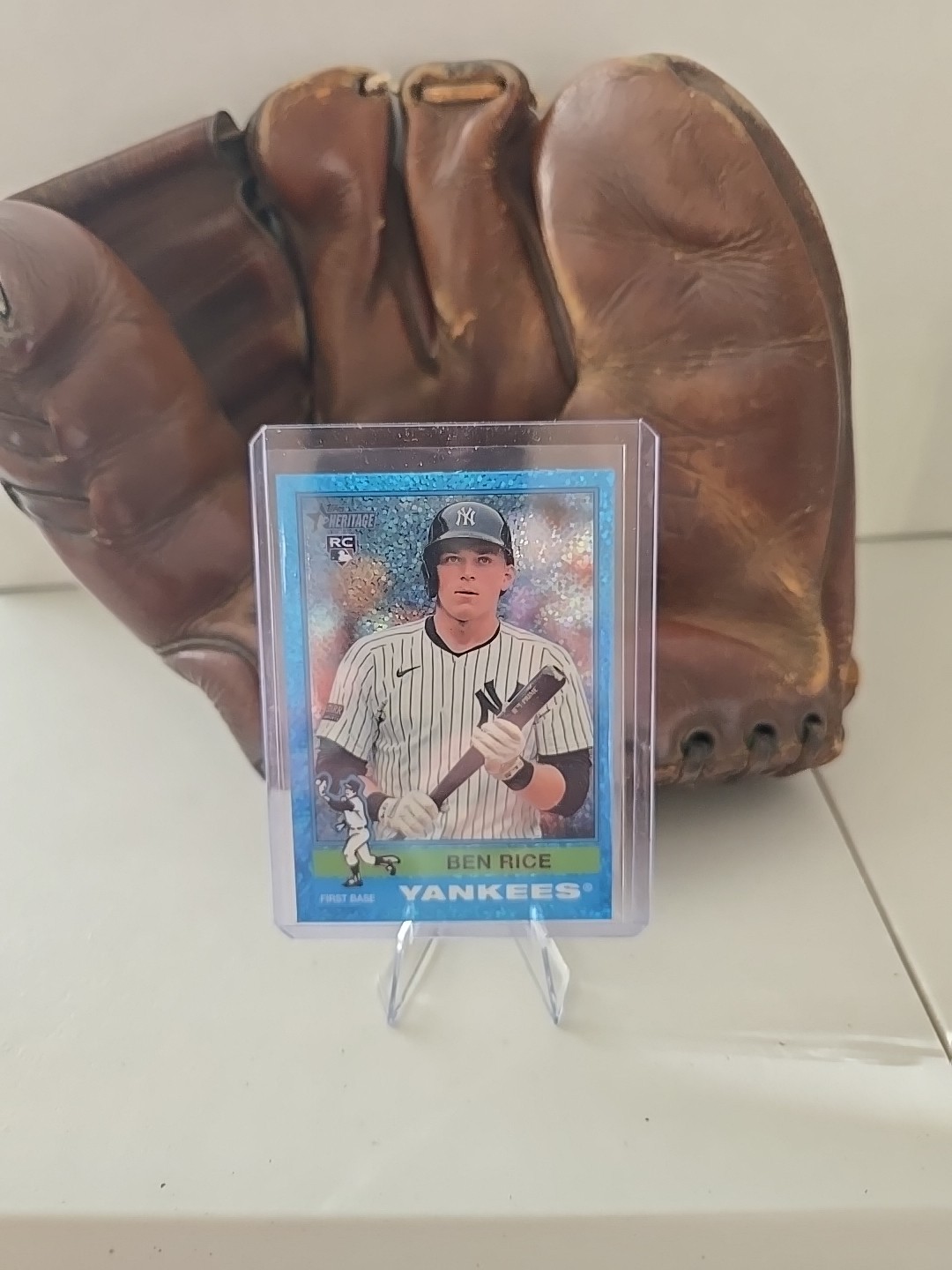 2025 Topps Heritage Ben Rice RC #406 Chrome Light Blue Sparkle Refractor