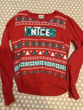 Girls Winter Red Knit Holiday Sweater Size Medium 7/8 Christmas