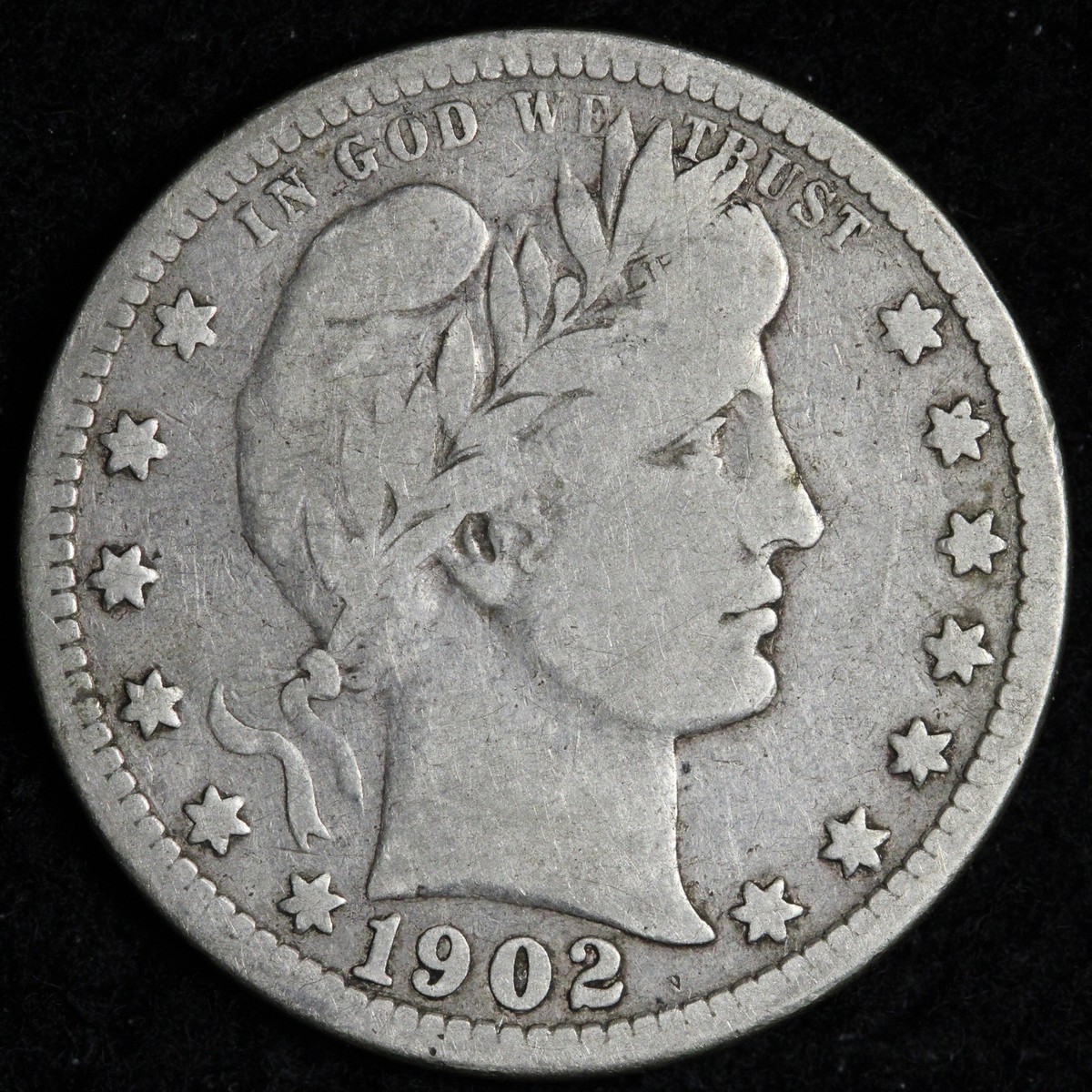 1902-O Barber Silver Quarter VF E349 KQCB | eBay
