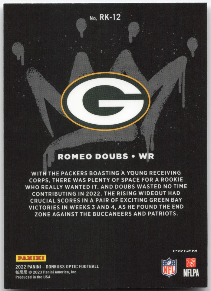 2022 Donruss Optic #RK-12 Romeo Doubs Rookie Kings Laser Case Hit - Image 2 of 2